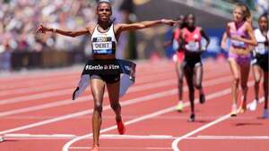 Image of: Beatrice Chebet Shatters 5000m World Record at Prefontaine Classic 2025