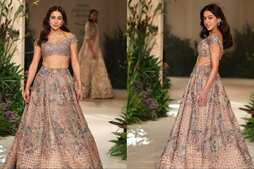 Image of: Sara Ali Khan Dazzles in Rose Gold Lehenga at India Couture Week 2025