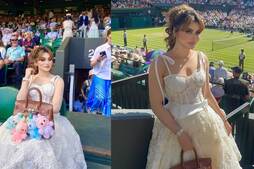 Image of: Urvashi Rautela Stuns at Wimbledon 2025 Finals in Elegant Lace Ensemble