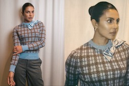 Image of: Priyanka Chopra Embraces Autumn Vibes in Plaid at Dior Relaunch