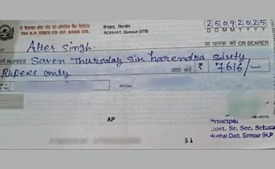 Image of: Himachal School Principal's Cheque Misspelling Sparks Viral Reaction