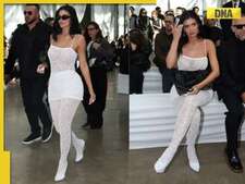 Image of: Kylie Jenner Stuns in Sheer White 'Naked' Dress at Paris Fashion Week