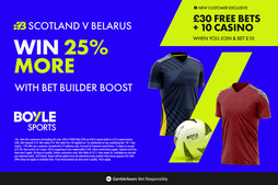 Image of: Scotland vs Belarus: Enjoy £40 in Free Bets with BOYLE Sports!