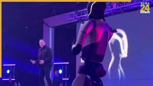 Image of: Elon Musk Celebrates Tesla's Pay Package with Robot Dance